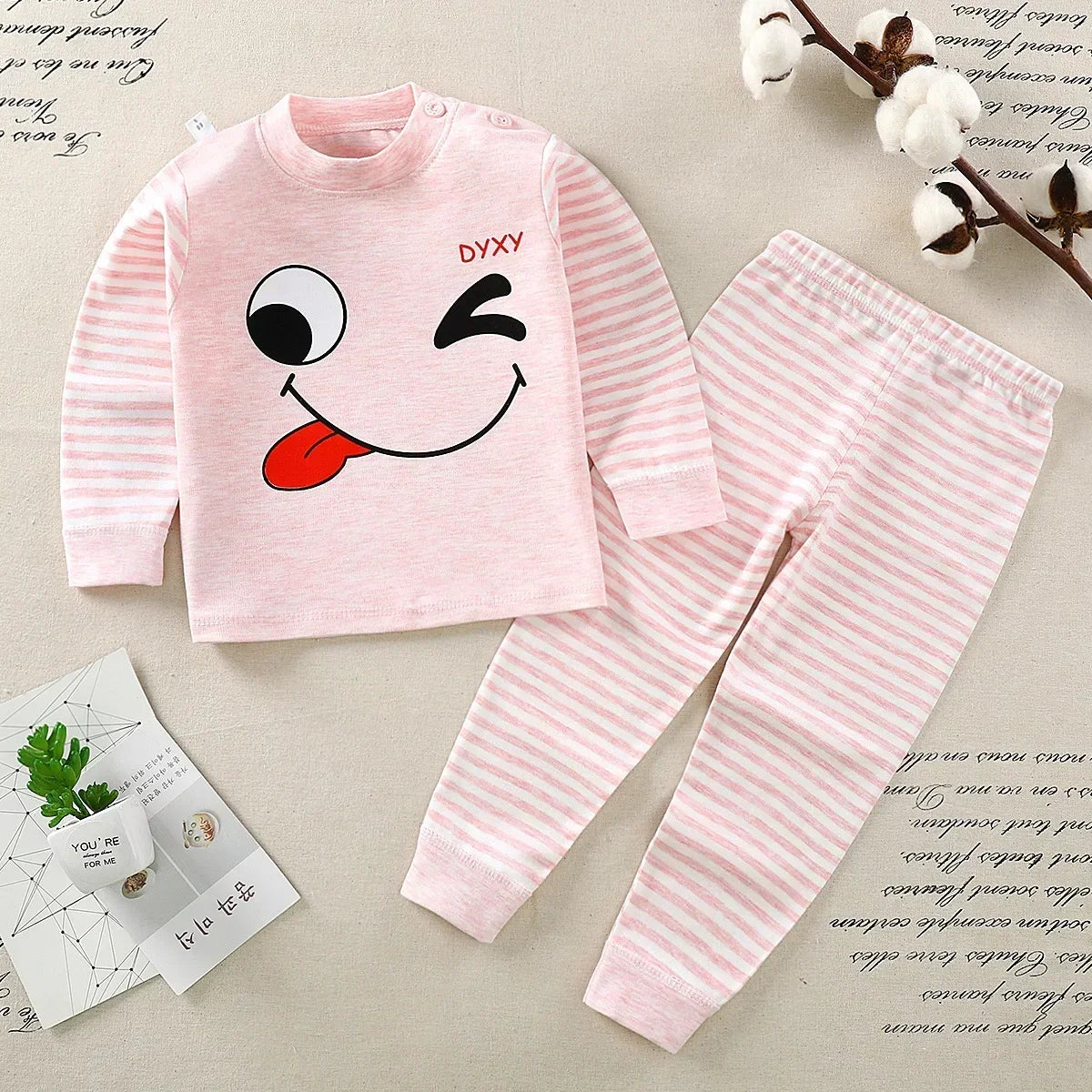 Baby Pajamas Children's Underwear Suit Boys and Girls' Pure Cotton High-waisted Autumn Clothes Autumn Pants Home Clothes