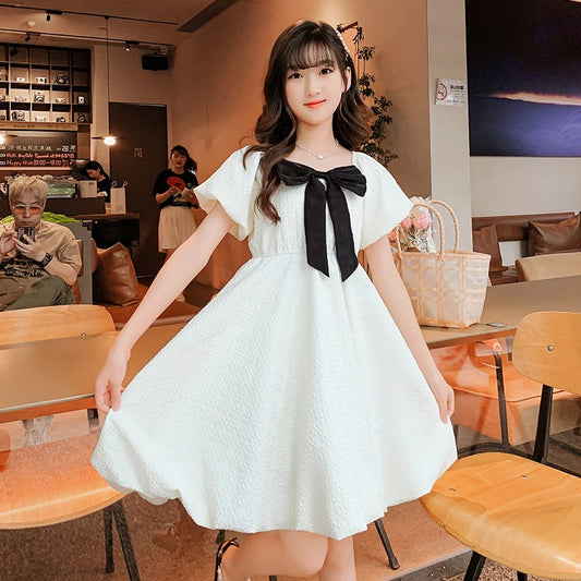 Girls White Dress Teenager Evening Dress Flowers Children Bridesmaid Holiday Communion Dress 2025 Summer New