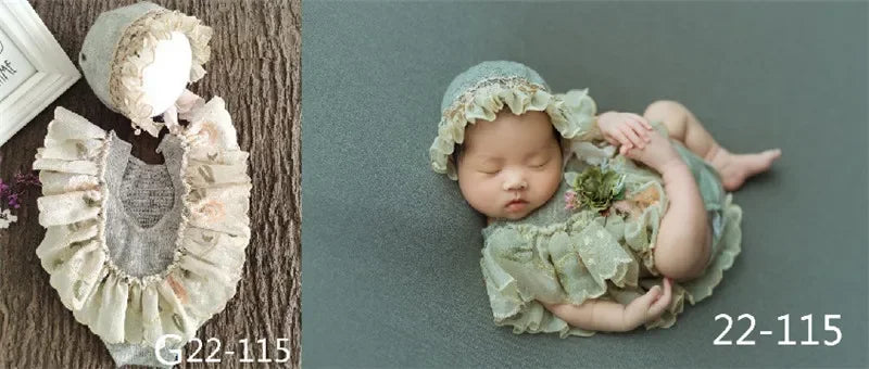 Newborn Photography Props Baby Girl Hat Shoes Lace Romper Bodysuits Outfits Photo Clothing Fotografia Boy Costume Accessories
