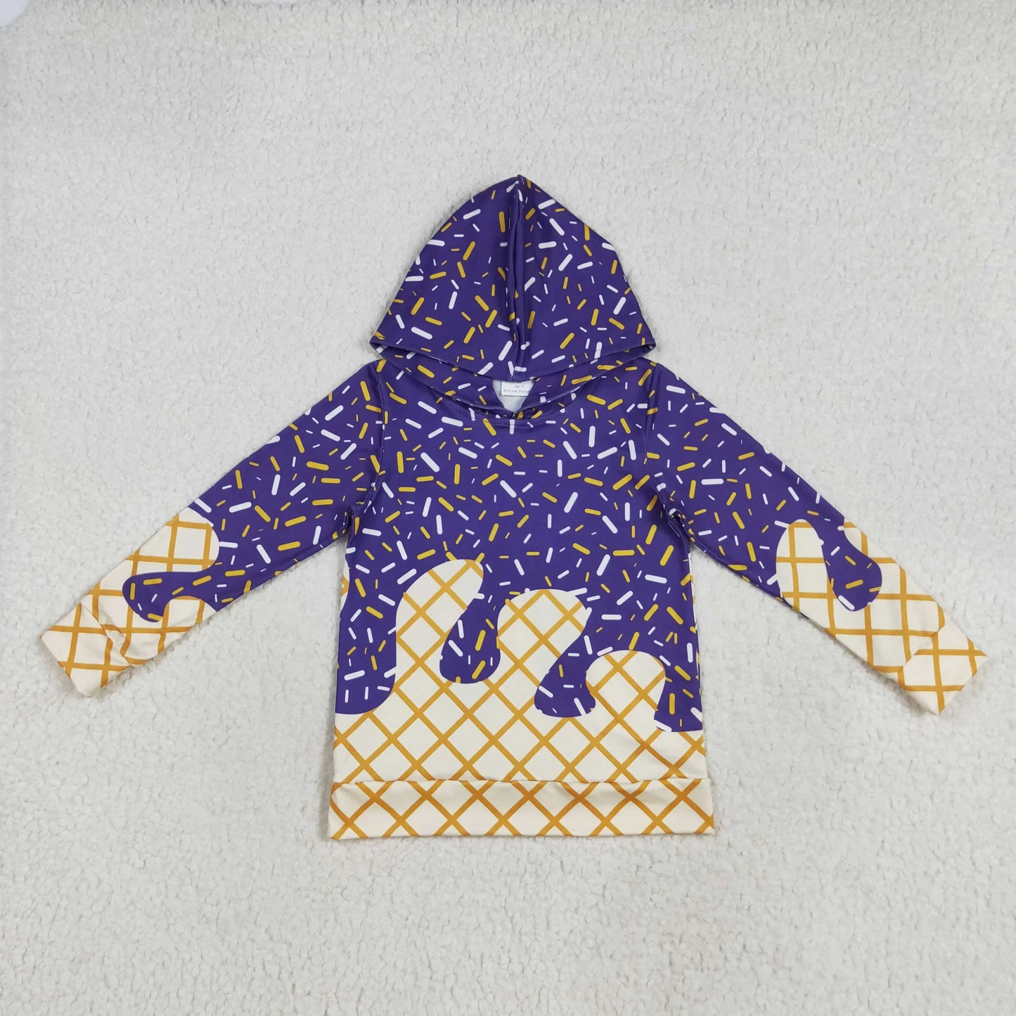 Baby Boy Clothes Kids Hoodies Sweatshirts Lavender Drip Sprinkles Long Sleeve Zipper Pocket Pullover Hoodie Tops Boys Clothing