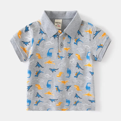 Baby Boy Clothes Summer Short Sleeve Children's Polo Shirts Toddler Kids Cotton T-shirts Boys Lapel Cartoon Tees Kids Sport Tops