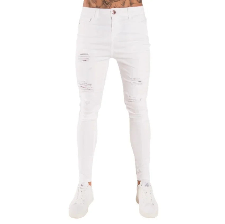 Ripped Jeans Men Stretch Skinny Grey Blue Black Hip Hop Denim Trousers Streetwear Casual Slim Fit Jeans for Men Jogging jean
