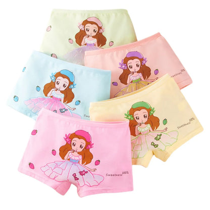 Girls Briefs Fine Cotton Underwear Cute Prints Panties Kids Breathable Soft Healthy Underpants Girls Boxer 4pcs/Lot Size 3-10T