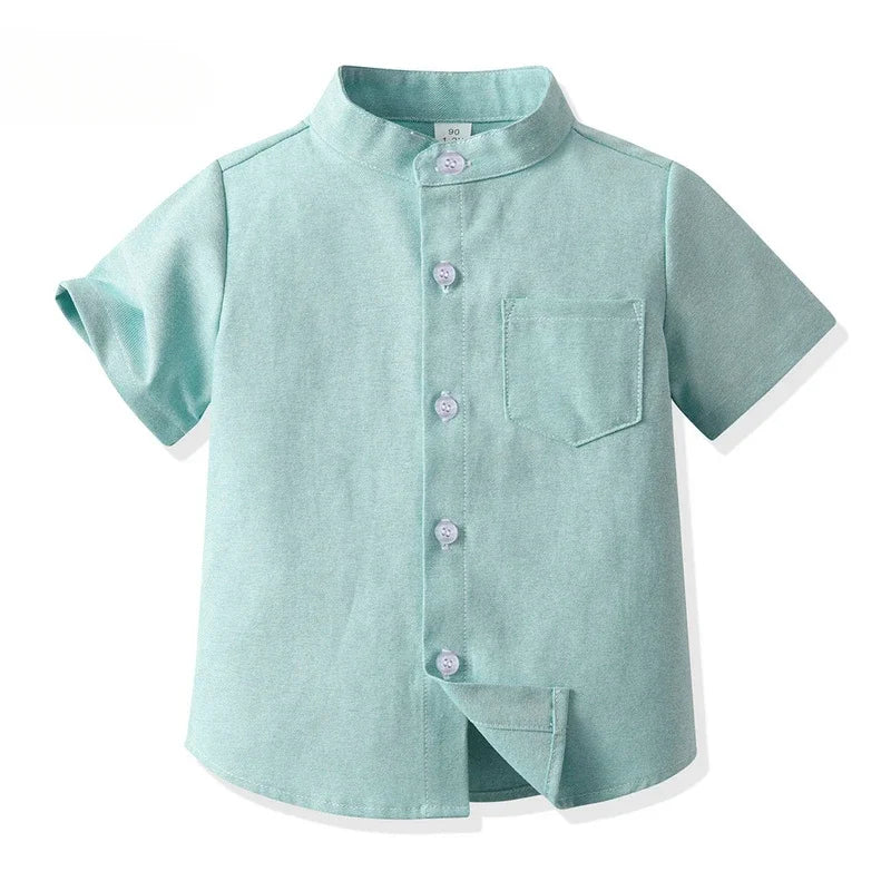 New Children Boys Gentleman Shirts Kids Short Sleeve Casual Tops Infant Toddler Girls Blouse Formal Clothing Summer Clothes