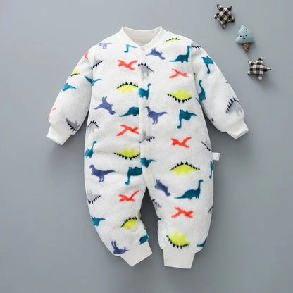 Baby Boy Autumn Winter Warm Pajamas 0-18 Months Infant Girl Flannel Comfortable Jumpsuit Kid Soft Skin-friendly Outwear Romper