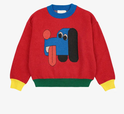 Children's Sweater 2025 Fall Autumn/Winter Girls' Cartoon Warm Cotton Color Block Pullover Vest Cardigan Boys' V-neck Knit