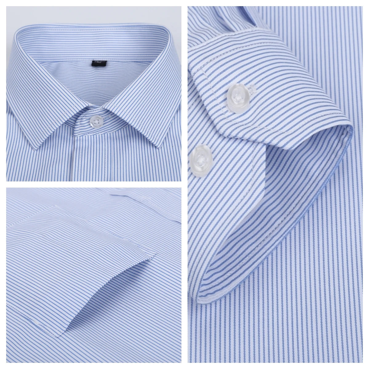 Men's Formal Shirt Long Sleeve  Solid Color Striped Pocket Fashion Business Office Professional Wear Social White Shirt