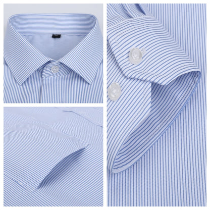 Men's Formal Shirt Long Sleeve  Solid Color Striped Pocket Fashion Business Office Professional Wear Social White Shirt