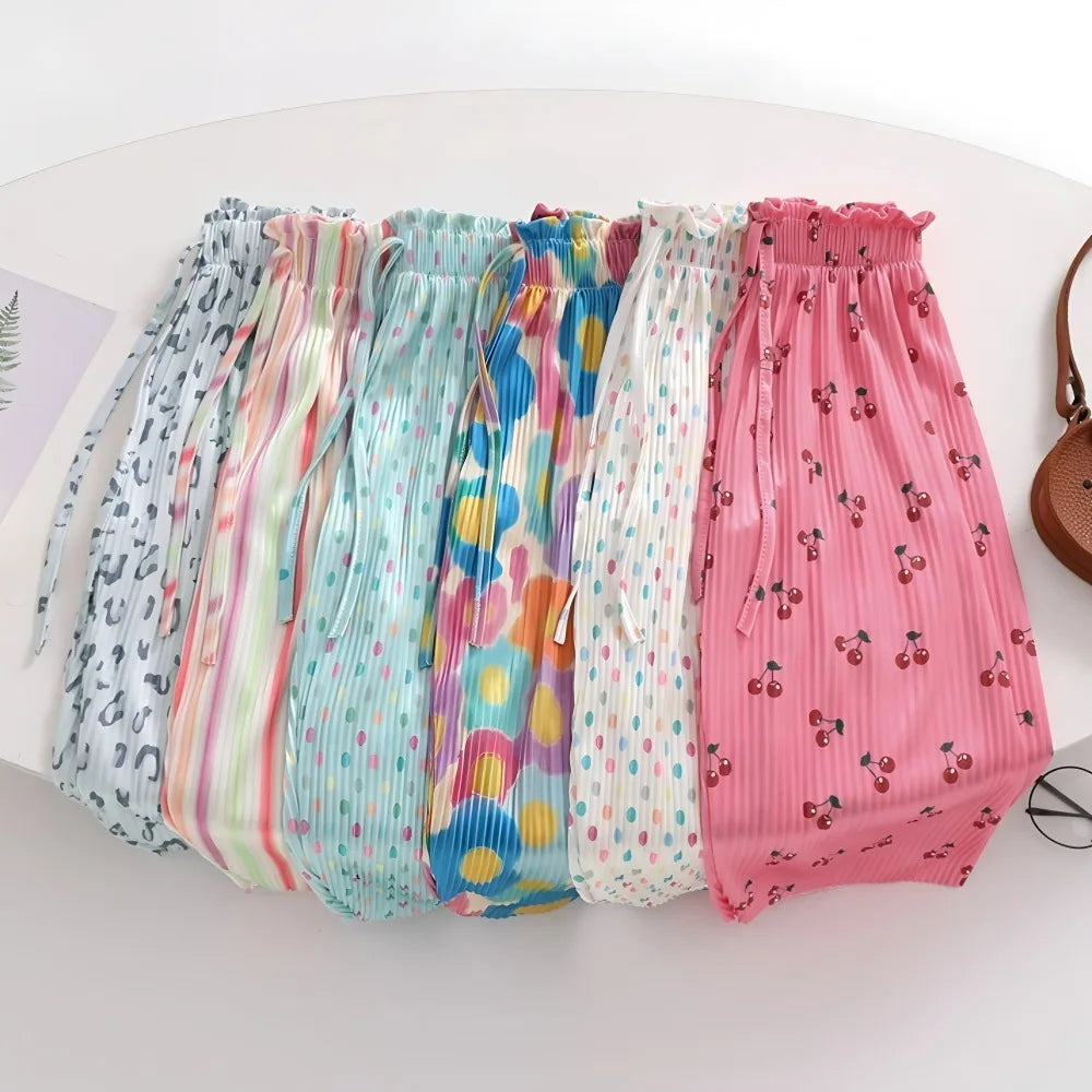 Girls' Pants 2026 Summer New Korean Style Children Floral and Polka Dot Straight Pants Thin Kids Underwear Mosquito-proof Pants