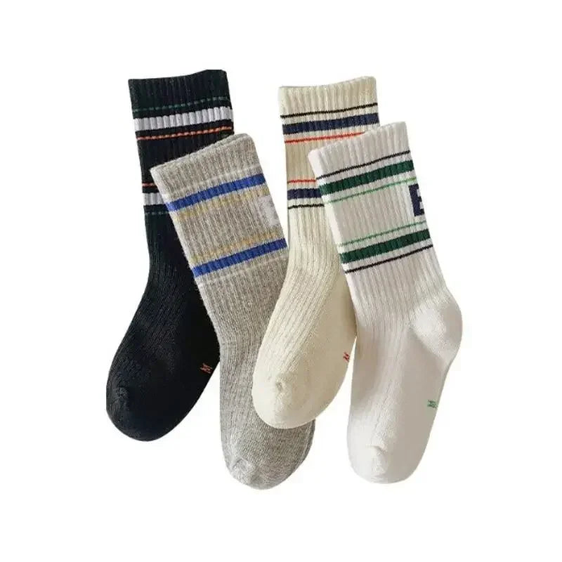 Boys Girls Sock School Fashion Simplicity Calf Sock for Kids Boy Four Season Cotton Letter B Sports Sock Children Clothing