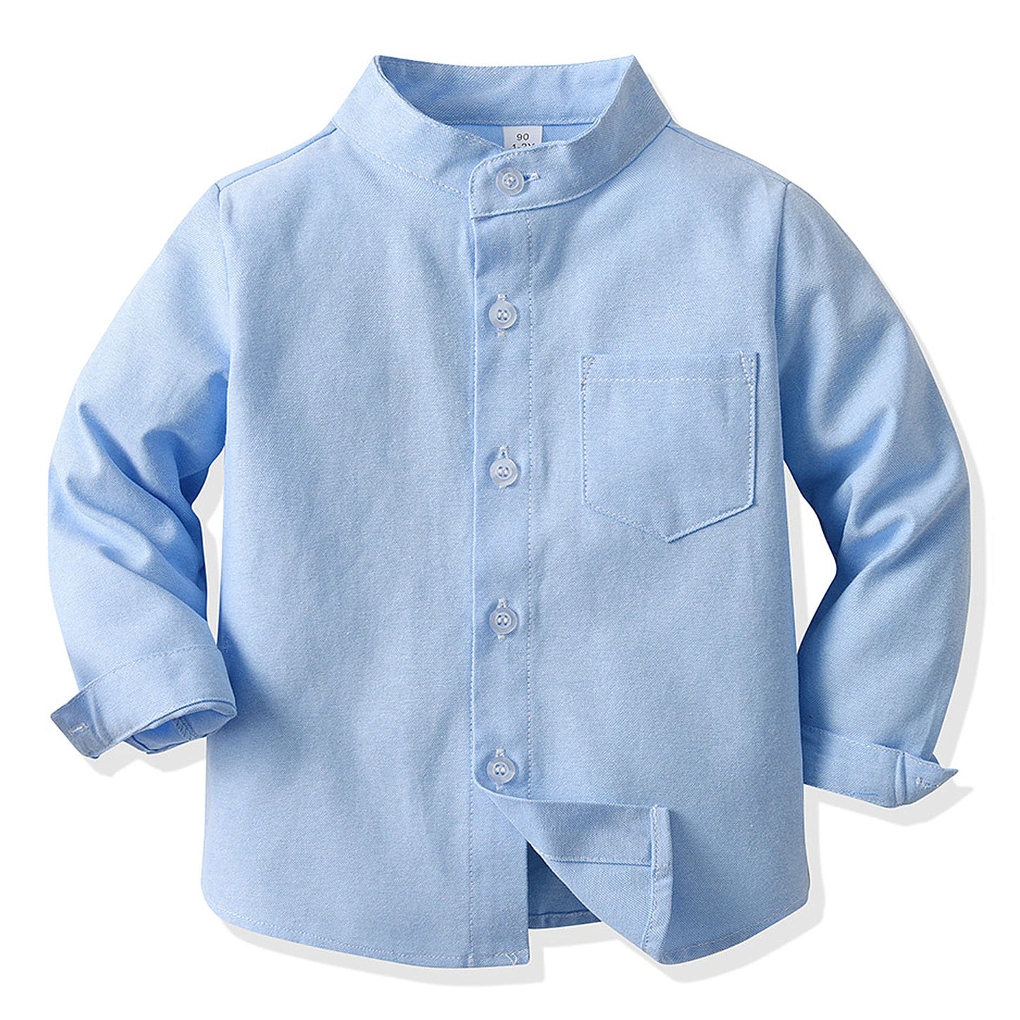 Girls' School Uniform,Long/Short Sleeve Blouse,Single Breasted High Collar Boys Shirts,Formal Kids Button-Down Gentleman Tops