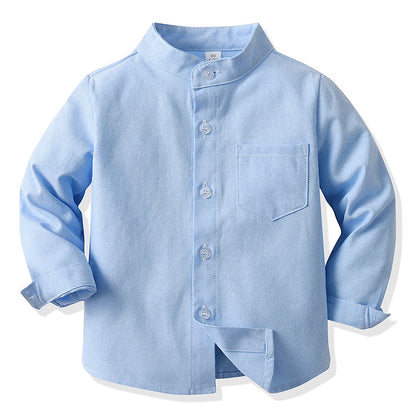 Girls' School Uniform,Long/Short Sleeve Blouse,Single Breasted High Collar Boys Shirts,Formal Kids Button-Down Gentleman Tops
