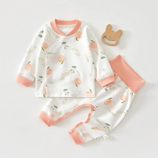 Baby Underwear Set Autumn and Winter Newborn Clothes Pure Cotton Bottom Split High Waist Men's and Women's Baby Clothes 2pce Set