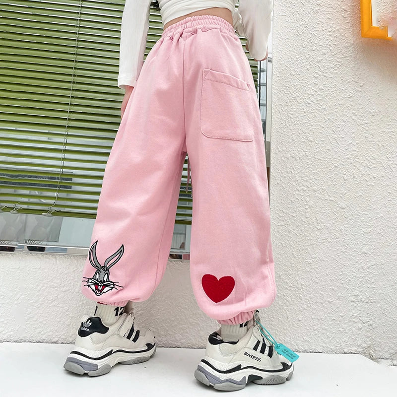 Girls Pants Spring Autumn Children's trousers Casual Pants Loose Sweatpants Cotton Joggers Pants for 4 5 6 7 8 9 10 11 12 Years