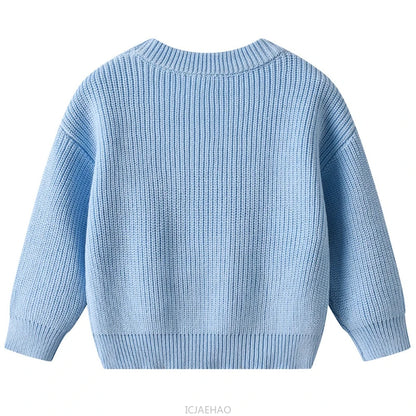 Teen Girl Clothes 2025 Winter Kids Knit Sweater Bobble Casual Children Top Outfits Costumes Baby Girls Basic Pullover Handmade