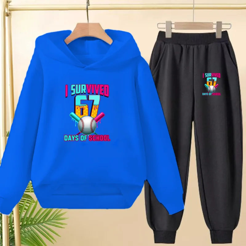 67 Children's Hoodies, 2 Pieces for Boys and Girls Aged 3-12, Comfortable Casual Hoodie+pants, Pullover, Hooded Sportswear