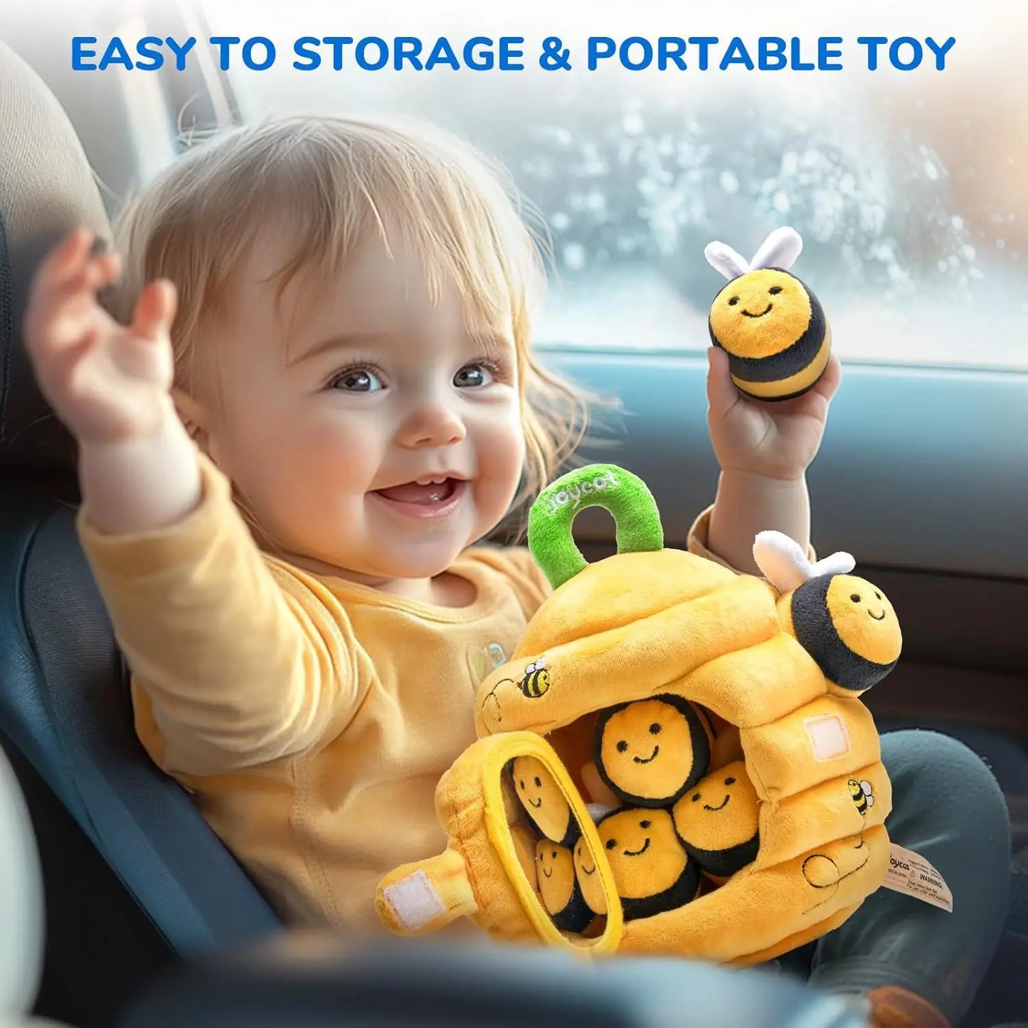 Baby Toys 6-12 Months Bee House with Stuffed Farm Animals for Toddlers 1-3 Baby Plush Beehive Wtih Rattles Squeaker Mirror