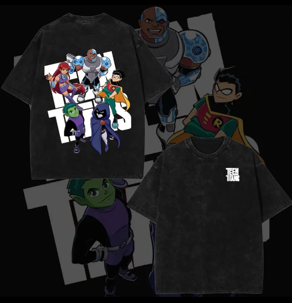 Teen Titans Go! Washed T-shirt New Model personality Clothes Year round clothing Oversized Unisex Streetwear Trendy high quality