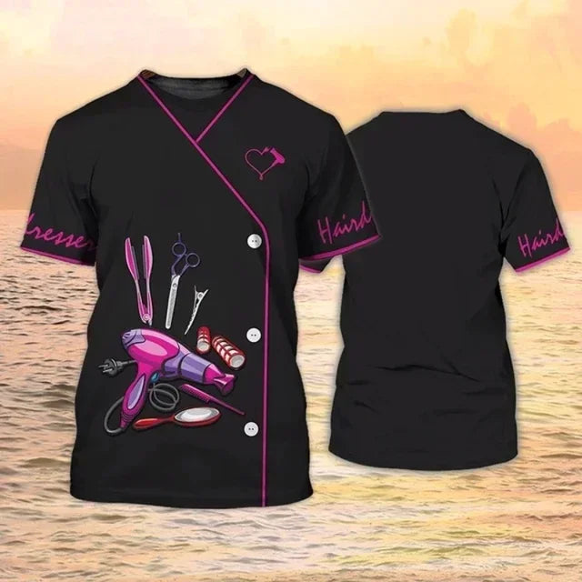 New Barber Hairdresser T-shirts Women Uniforms Clothing Salon Barberia Men's Shirt Groomer Beautician Beauty Professional Tees