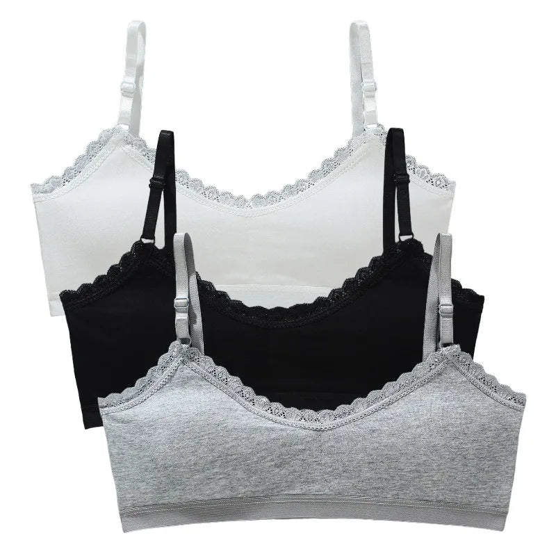 1 PCS Girls Lace Bras Children Breathable Underwear Kids Tube Tops Soft Cotton-padded Teens Youth Girls Washable Bras Camisoles