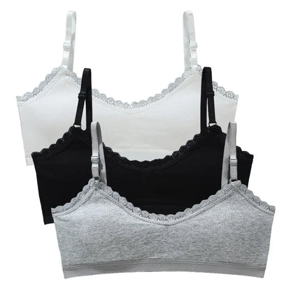 1 PCS Girls Lace Bras Children Breathable Underwear Kids Tube Tops Soft Cotton-padded Teens Youth Girls Washable Bras Camisoles