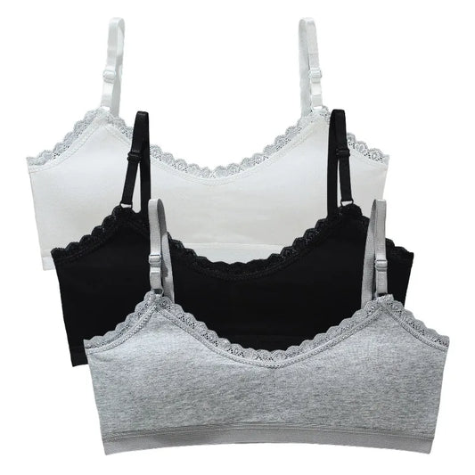 1 PCS Girls Lace Bras Children Breathable Underwear Kids Tube Tops Soft Cotton-padded Teens Youth Girls Washable Bras Camisoles