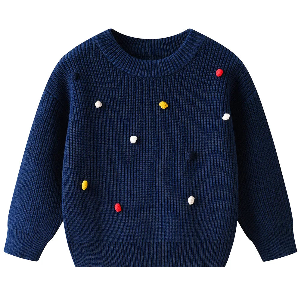 Teen Girl Clothes 2025 Winter Kids Knit Sweater Bobble Casual Children Top Outfits Costumes Baby Girls Basic Pullover Handmade