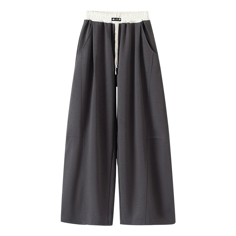 Girls Wide Leg Drawstring Pants Kids Fashion Loose Pants Children Straight Sweatpants High Waisted Spring Autumn Casual Trousers