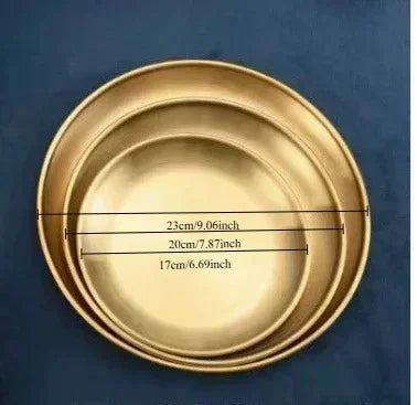 High Quality Gold Silver Tray Stainless Steel Dining Disc Round Bone Spitting Dishes Fruit Meat Dessert Plate Kitchen Tableware