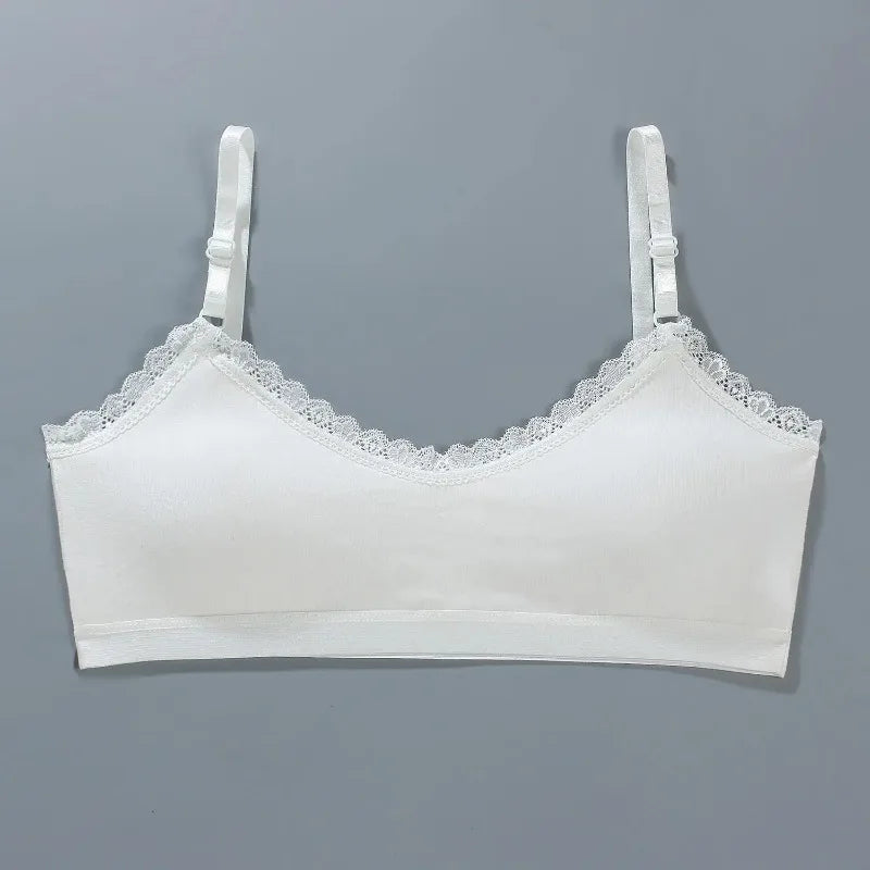 1 PCS Girls Lace Bras Children Breathable Underwear Kids Tube Tops Soft Cotton-padded Teens Youth Girls Washable Bras Camisoles