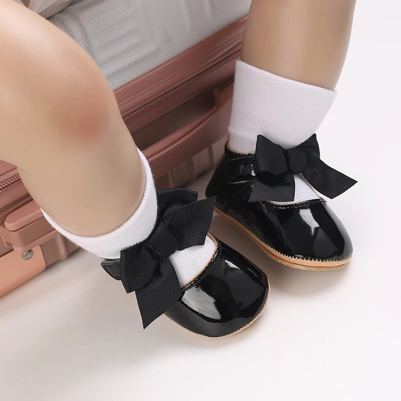 Baby Girl Shoes Bow Flats Toddler Sandals Non-slip Soft Sole Newborn Formal First Walkers Christening