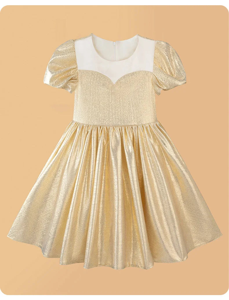 Teen Girls Champagne Golden Evening Party Dress Princess Kids Wedding Dress Little Fairy Children Formal Gown Photograph Wear