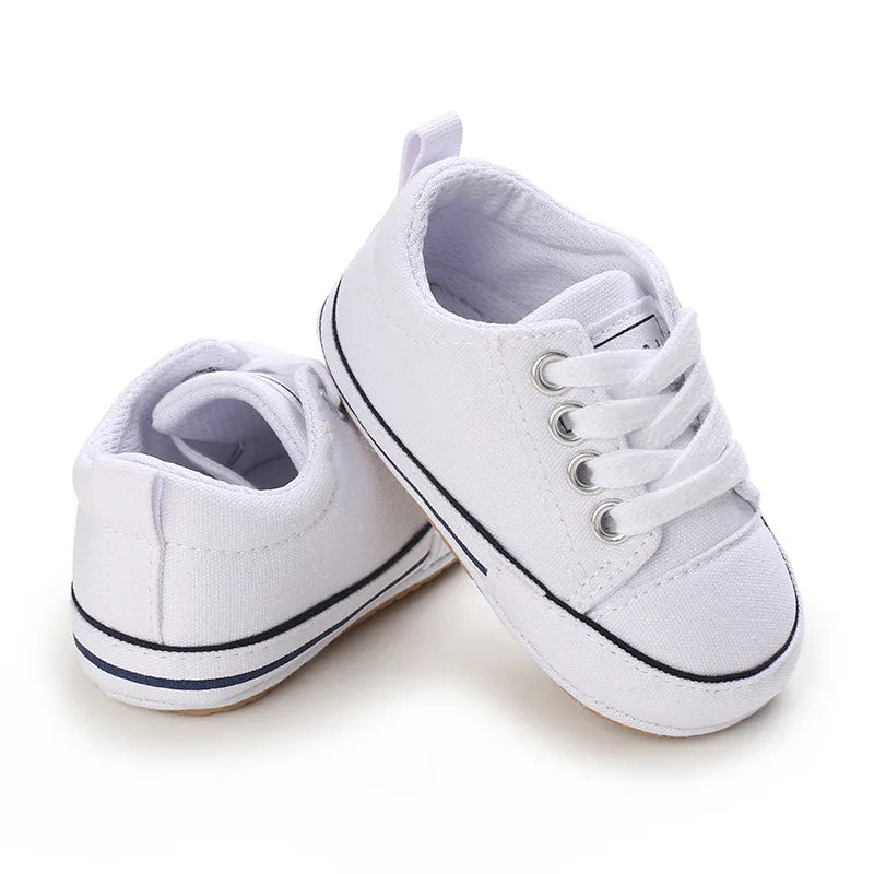 Somenie Newborn Baby Shoes for Spring Autumn Boys Girls Canvas Shoes for 0-1 Year Old Babies Soft-Soled Toddler Shoes with Laces