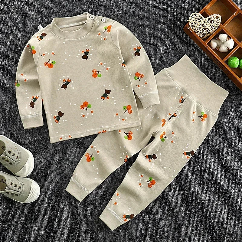 Baby Pajamas Children's Underwear Suit Boys and Girls' Pure Cotton High-waisted Autumn Clothes Autumn Pants Home Clothes
