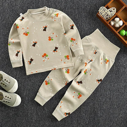 Baby Pajamas Children's Underwear Suit Boys and Girls' Pure Cotton High-waisted Autumn Clothes Autumn Pants Home Clothes