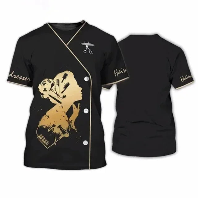 New Barber Hairdresser T-shirts Women Uniforms Clothing Salon Barberia Men's Shirt Groomer Beautician Beauty Professional Tees