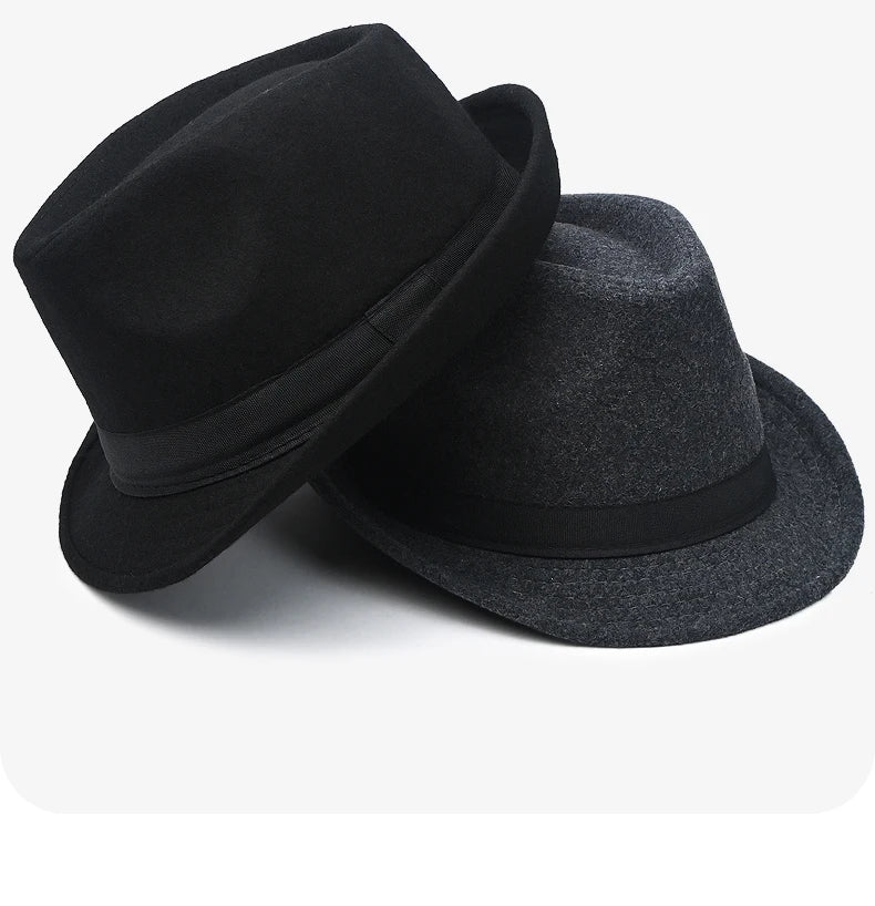 Men British Felt Jazz Hats for Middle Aged Men Bucket Hat Wool Fedoras Hat Autumn Winter Gentlemen Wedding Party Magic Caps