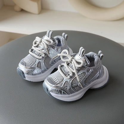 Girls' Sports Shoes 2026 New Style Soft Sole Children's Casual Shoes Fashionable Breathable Stripe Dad Shoes for Kids Boy