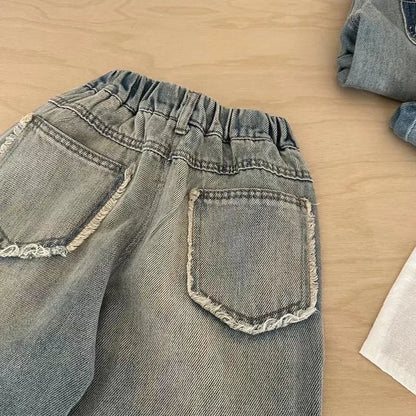Boys' Retro Ripped Jeans 2025 New Product, Cheap, High-quality, Cool, Suitable for 2-8 Year Old Boys To Wear Casual Pants