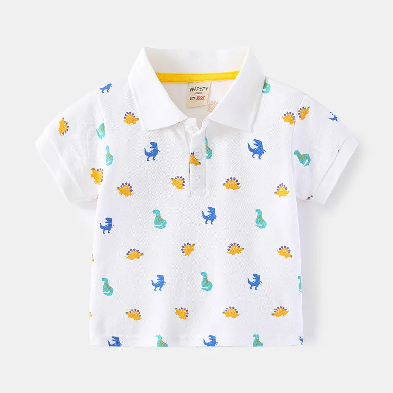 Baby Boy Clothes Summer Short Sleeve Children's Polo Shirts Toddler Kids Cotton T-shirts Boys Lapel Cartoon Tees Kids Sport Tops