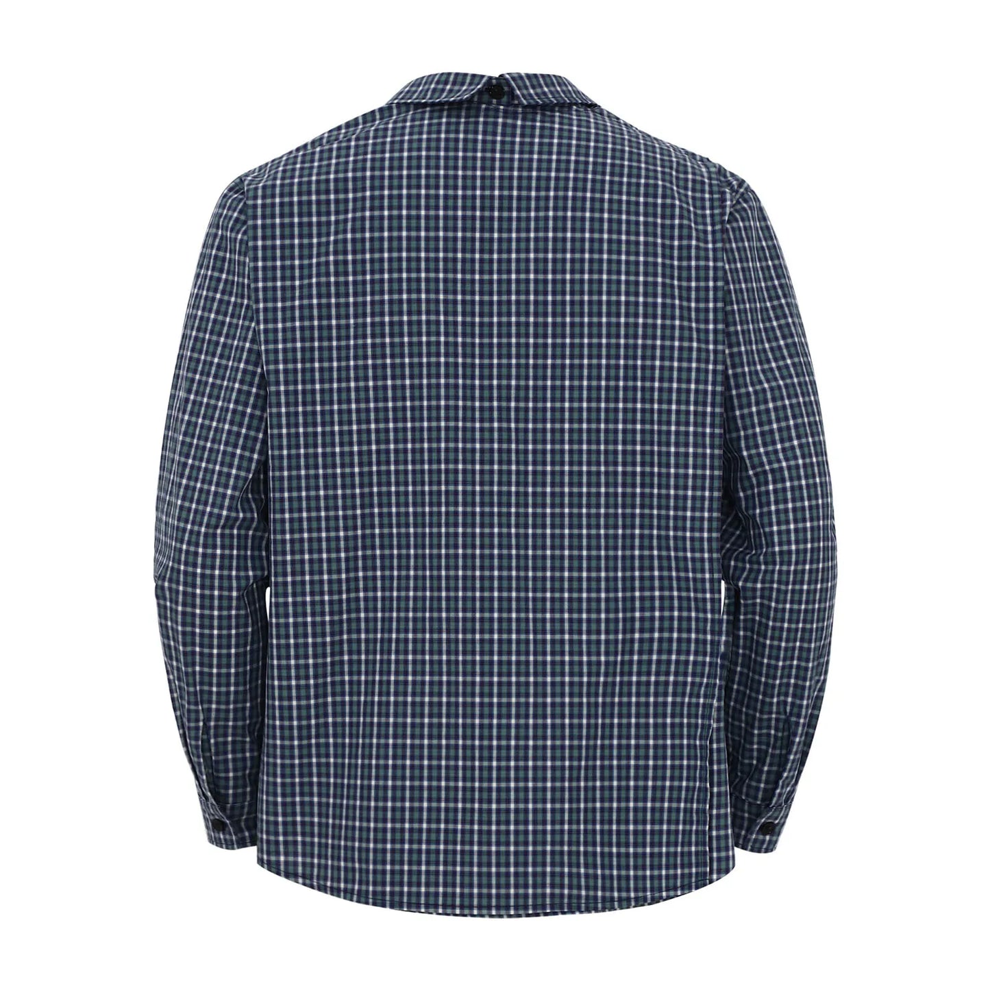 Mens Elderly Adaptive Shirts Tops Open Back with Full Back Overlap Turn-down Collar Long Sleeve Front Button-up Plaid Shirt