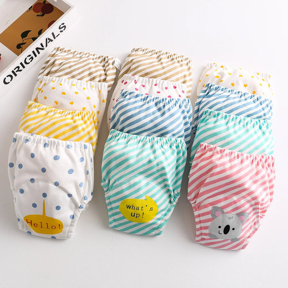 10 Pcs Reusable Baby Training Pants Washable Kids Cloth Diaper Nappies Changing Underwear Infant Toddler Potty Training Panties