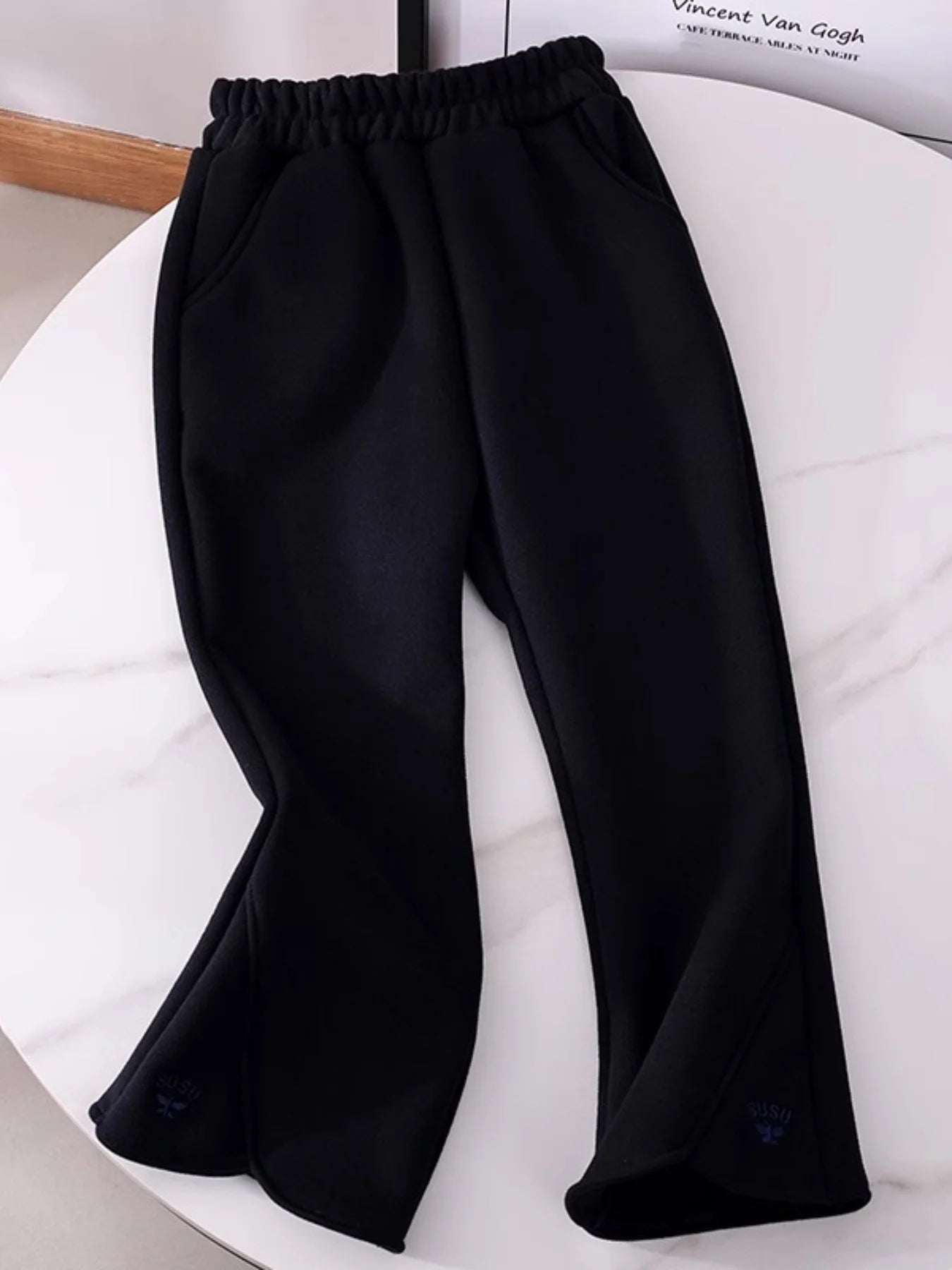 Girls Flared Jogger Pants Spring, Kids Casual Sweatpants High-Waist Design, Fashionable Elastic Cuff Trousers for Big Girls