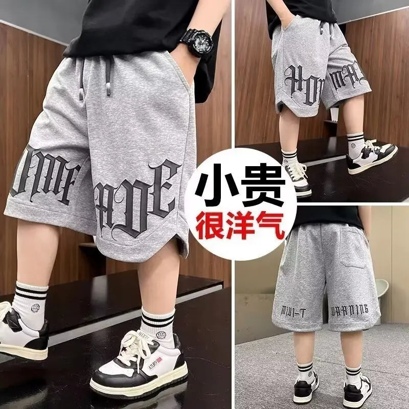 Loose Style Children Summer Shorts for Boy New Letter Print Short Pants Outdoor Casual Sports Shorts Korean Children's Clothing
