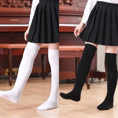 Kids Girls Children High Cotton Socks Black Casual Fashion Overknee Tights for School Stretch Kids Long Socks for Spring Autumn