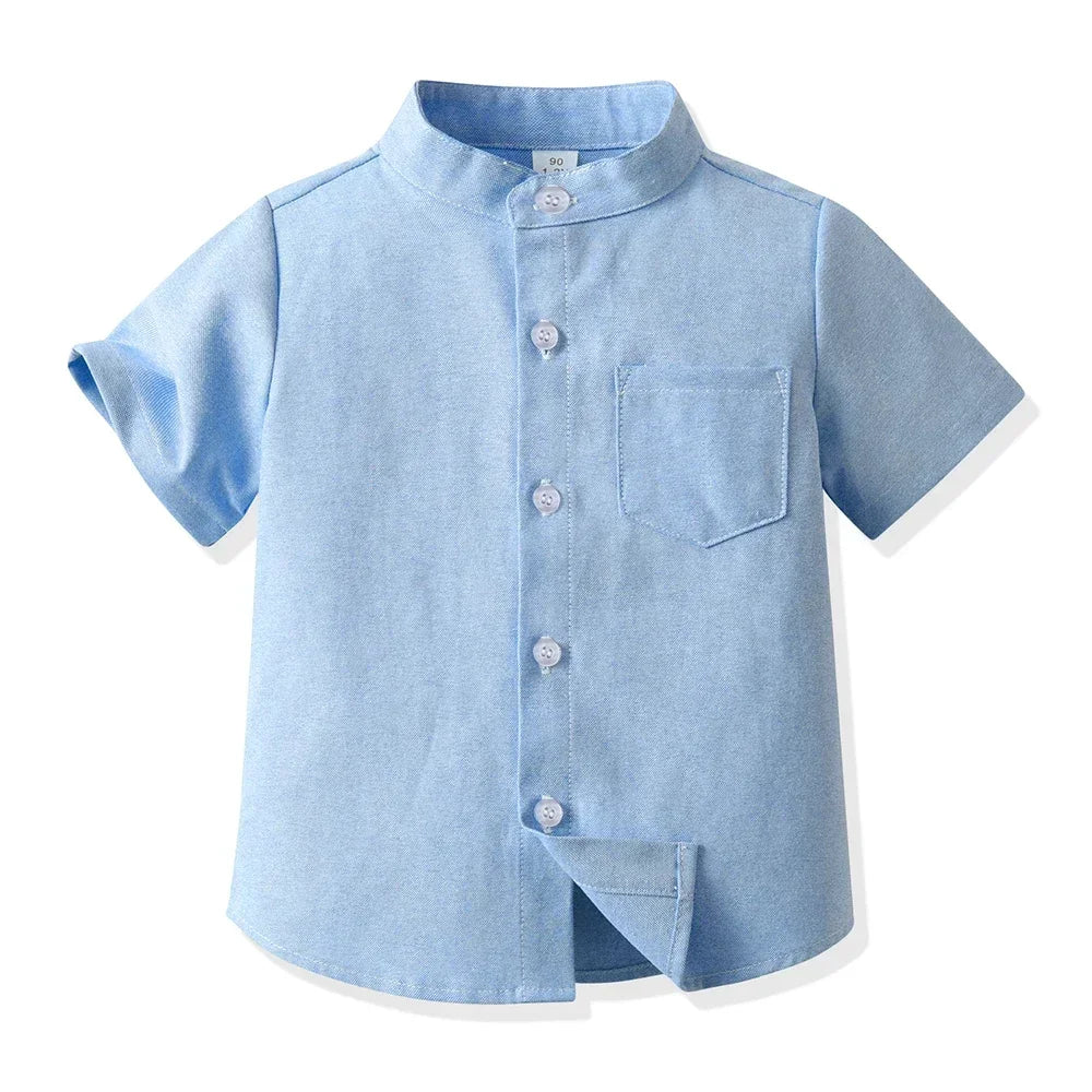 New Children Boys Gentleman Shirts Kids Short Sleeve Casual Tops Infant Toddler Girls Blouse Formal Clothing Summer Clothes
