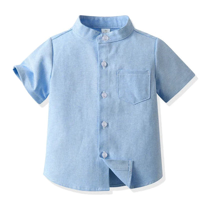 New Children Boys Gentleman Shirts Kids Short Sleeve Casual Tops Infant Toddler Girls Blouse Formal Clothing Summer Clothes