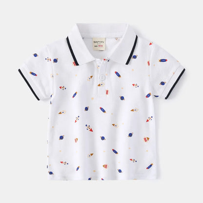 Baby Boy Clothes Summer Short Sleeve Children's Polo Shirts Toddler Kids Cotton T-shirts Boys Lapel Cartoon Tees Kids Sport Tops