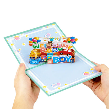 New Baby Boy and Girl Pop Up Card for Baby Shower New Parents