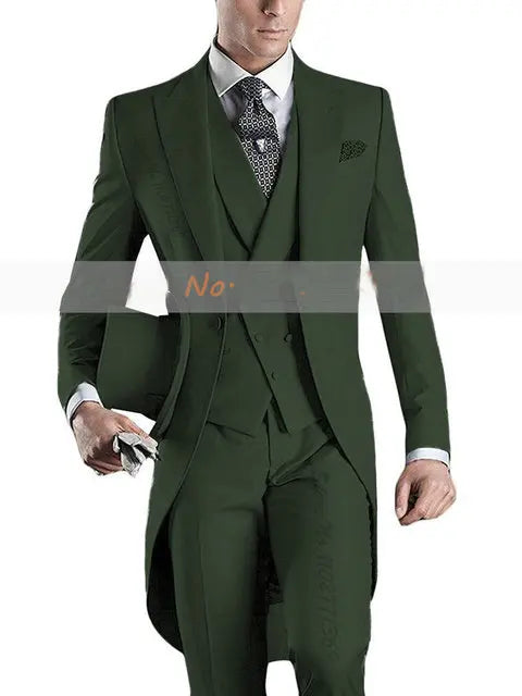Custom Made Tailcoat Men Suit Classic White Groom Tuxedos Blazer Men Wedding Dinner Party Suits Bridegroom (Jacket+ Pant+Vest)